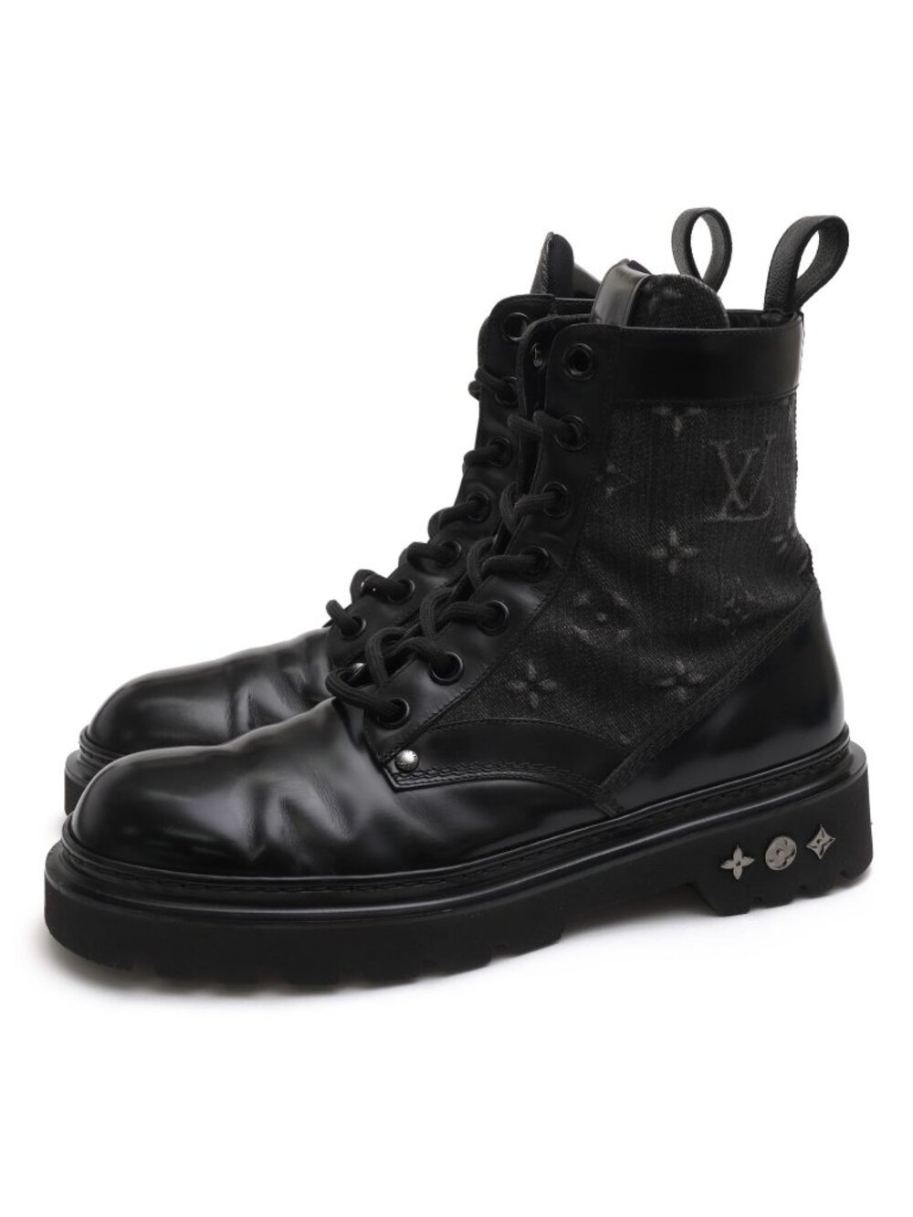 Louis Vuitton Work Boots Shoes Cotton Canvas Black 1 Aantc LV Ranger Boots